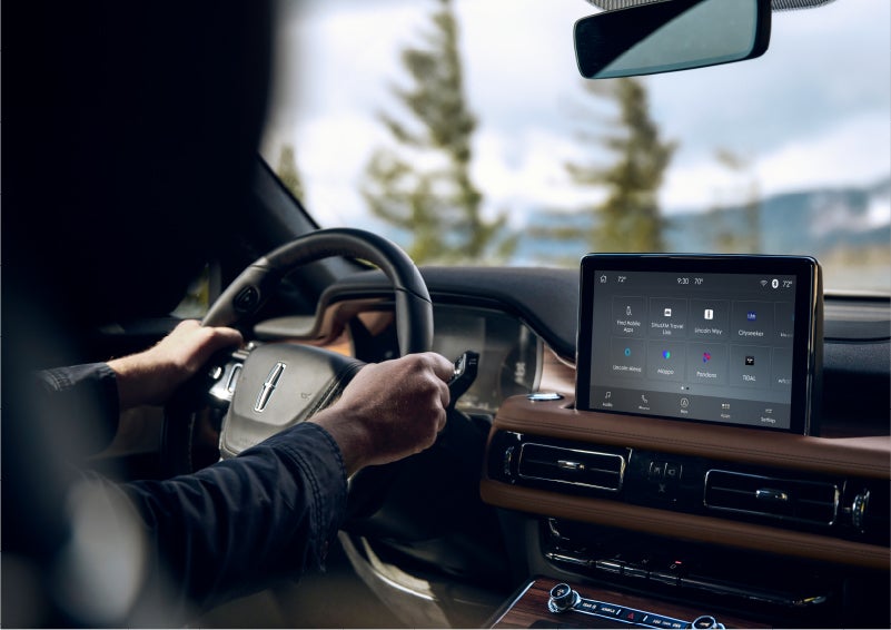 The Lincoln+Alexa app screen is displayed in the center screen of a 2023 Lincoln Aviator® Grand Touring SUV | Haldeman Lincoln in Allentown PA