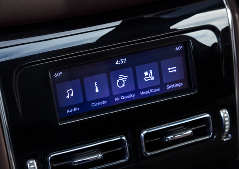 Driver controls like music, temperature, air quality, settings, and heat/cool seats are shown. | Haldeman Lincoln in Allentown PA