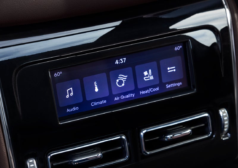 Driver controls like music, temperature, air quality, settings, and heat/cool seats are shown. | Haldeman Lincoln in Allentown PA